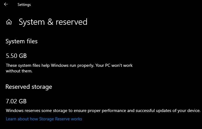 windows 10 reserved storage