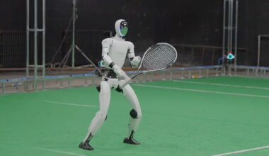 Humanoid robot seen playing tennis with humans in video