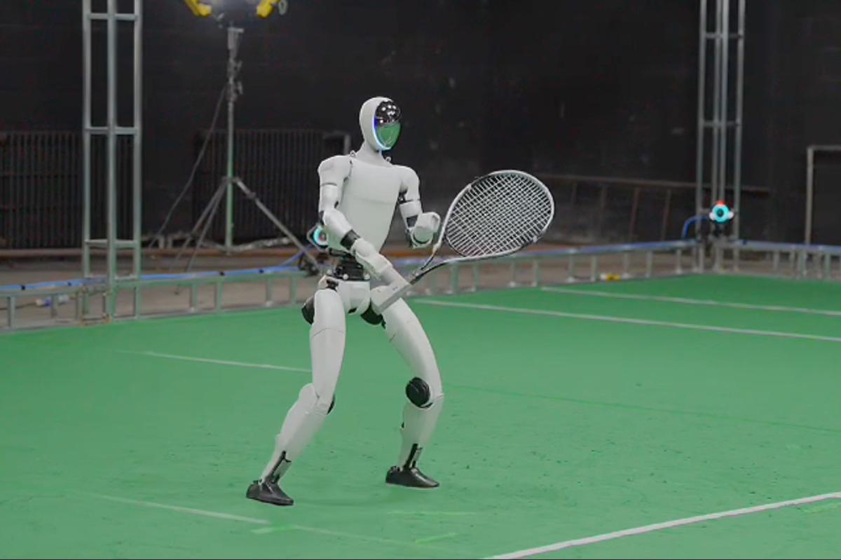 Humanoid robot seen playing tennis with humans in video