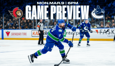 Canucks Begin Eight-Game Homestand on Monday Against Senators