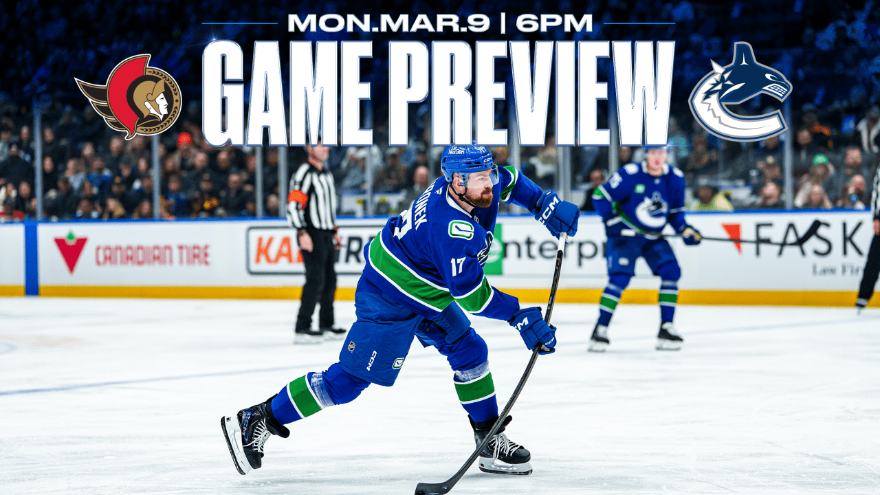 Canucks Begin Eight-Game Homestand on Monday Against Senators