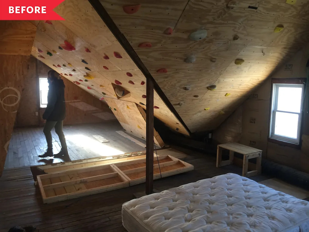 A Stunning $200 Window Turned a Quirky Attic into a Cozy Bedroom
