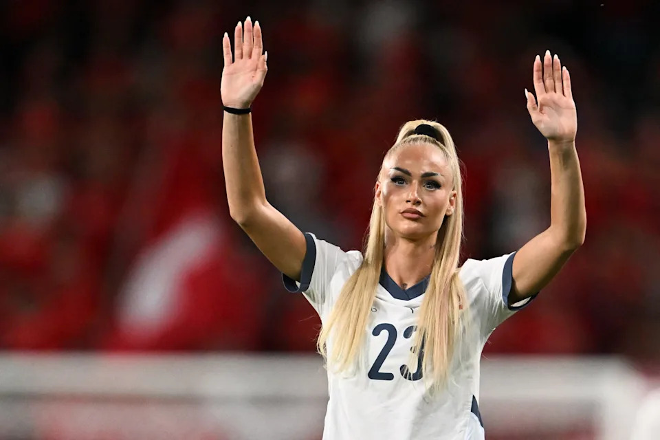 Switzerland's forward Alisha Lehmann greets fans after losing the UEFA Women's Euro 2025 quarterfinals football match.