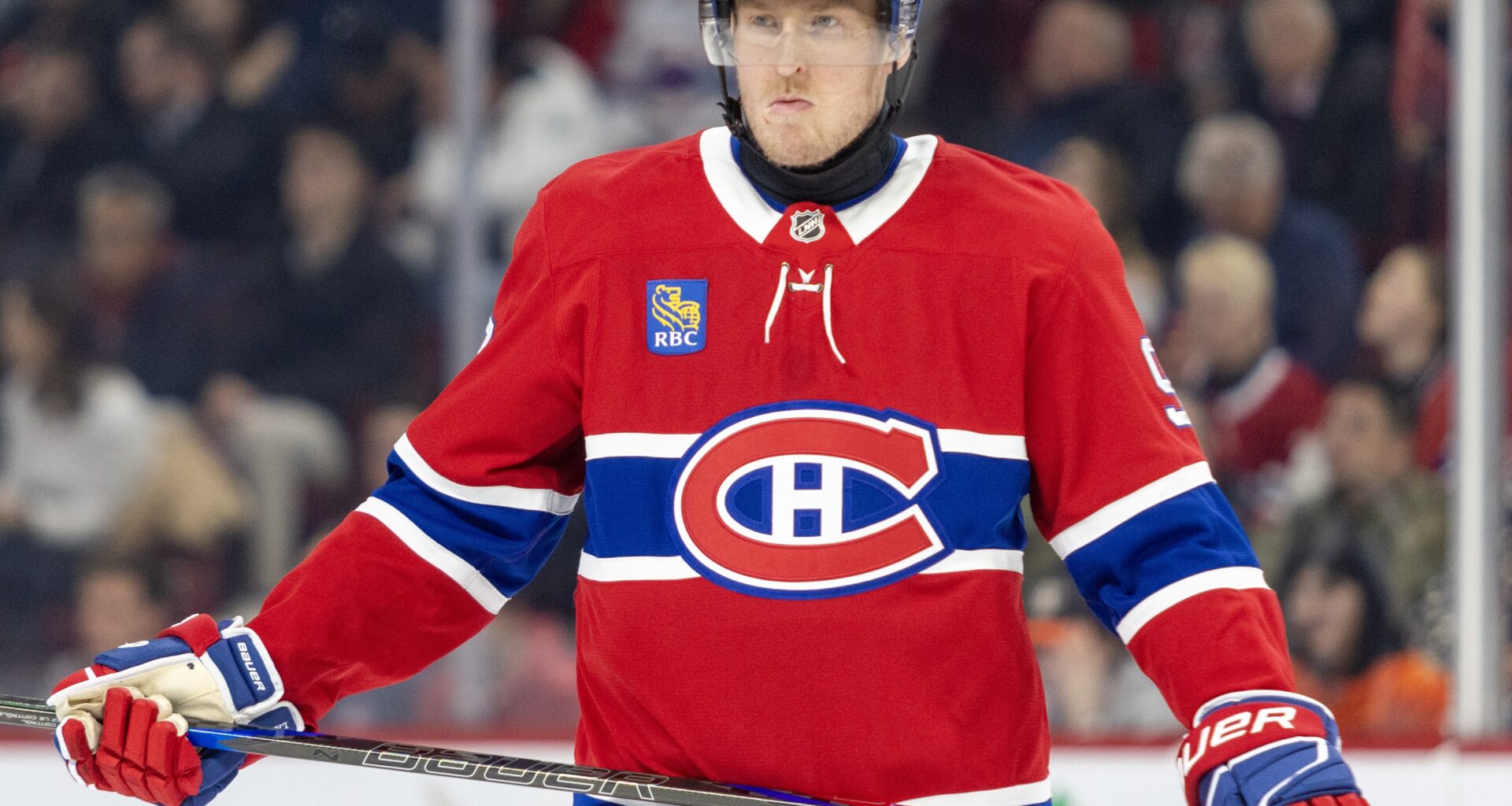 Canadiens winger Patrik Laine on the ice during first period of National Hockey League game against the Anaheim Ducks in Montreal on Dec. 9, 2024.
