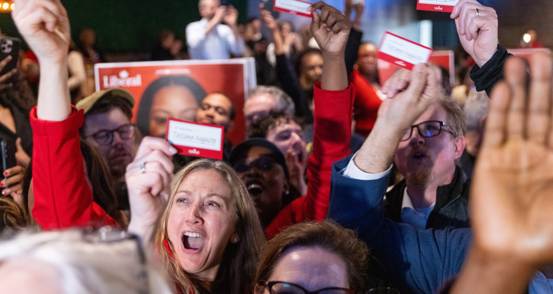 Liberal supporters celebrate Tatiana Auguste
