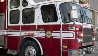 The side of a Laval fire truck.