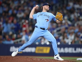Trey Yesavage of the Toronto Blue Jays pitches