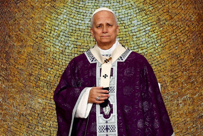 Pope Leo XIV celebrates a public Mass at the Stade Louis-II stadium in Monaco on March 28.