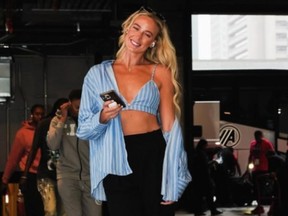 Indiana Fever star Sophie Cunningham poses for a photo.