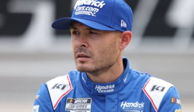 A close up image of NASCAR champion Kyle Larson at Martinsville Speedway