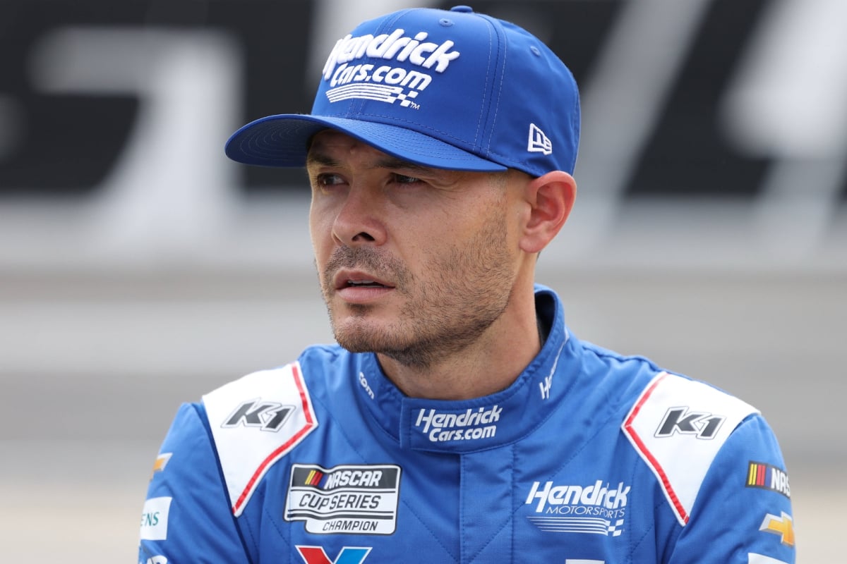 A close up image of NASCAR champion Kyle Larson at Martinsville Speedway