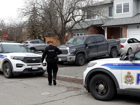 Police were on the scene of 3 Bridgewater Cres. in Barrhaven, March 24, 2026. Police confirmed the vehicle was related to the fatal hit-and-run, which occurred nearby.