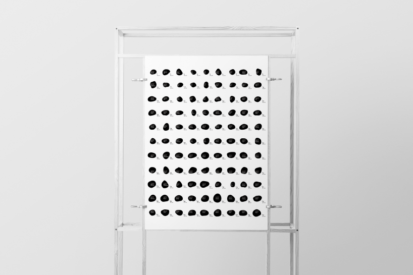100 hand-traced coastal stones form a graphic identity system before returning to the sea
