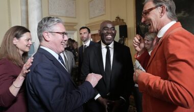 ArsenalFanTV founder Robbie Lyle (centre) at 10 Downing Street with Prime Minister Sir Keir Starmer and Gunners legend Tony Adams