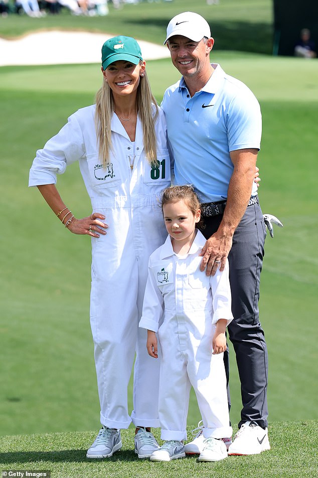 McIlroy and Stoll pictured together with their daughter, Poppy, at the Masters last year