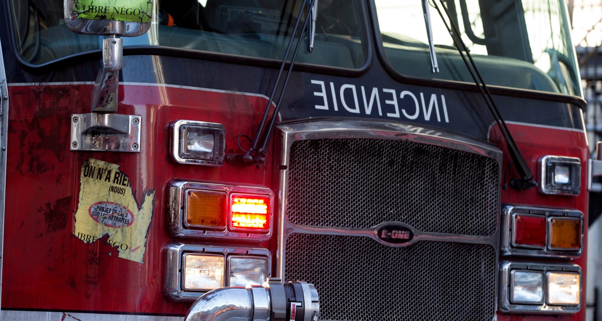 The front of a firetruck.