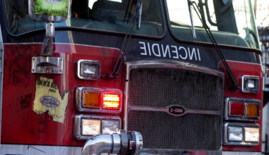 The front of a firetruck.