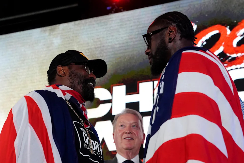 Dereck Chisora and Deontay Wilder face off during a press conference at Glazier's Hall, London. Picture date: Wednesday February 4, 2026. (Photo by John Walton/PA Images via Getty Images)