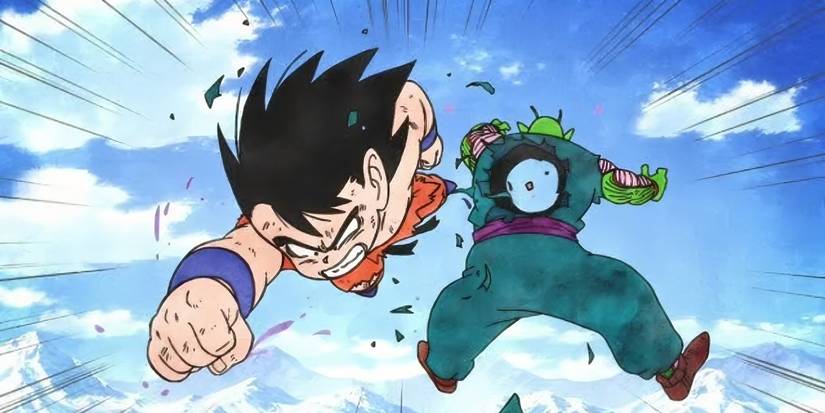 Goku killing King Piccolo in Dragon Ball.