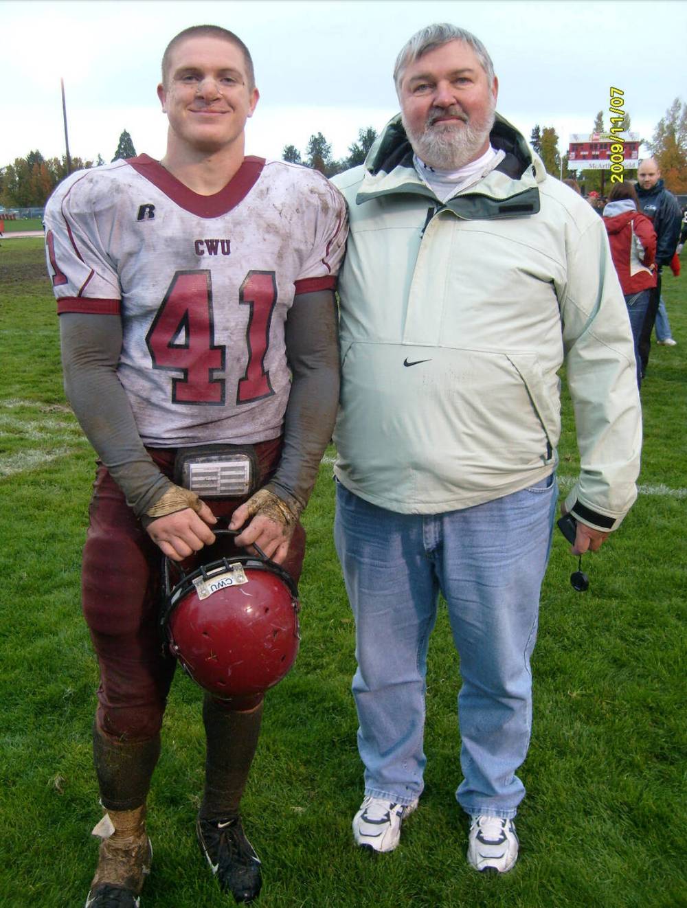 Supplied
Adam Bighill and his father Andrew while Adam played for the Central Washington University Wildcats.