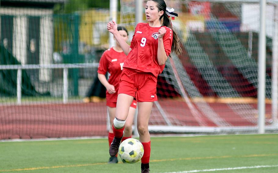 Kaelin Cahill blocks a shot with her body.