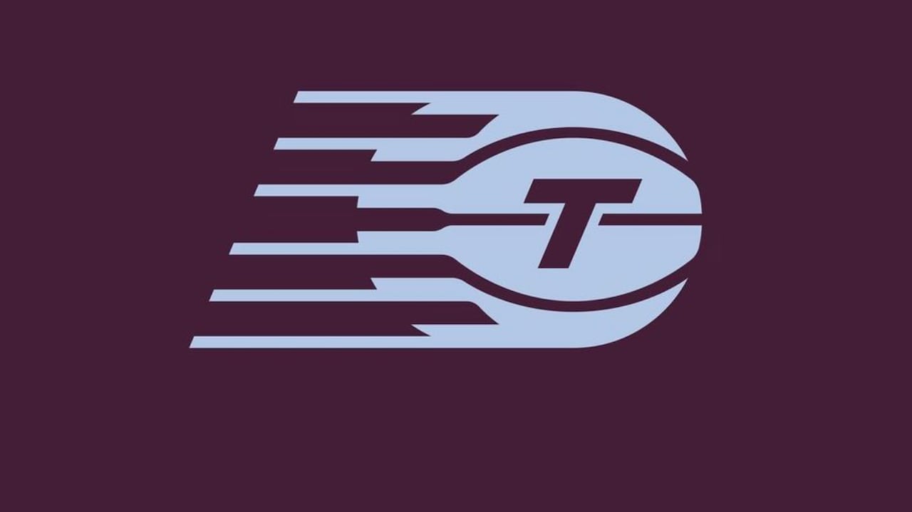 Purple and teal blue logo with a basketball with a capital T in the middle, the word Toronto Tempo spelled out at the bottom of the photo