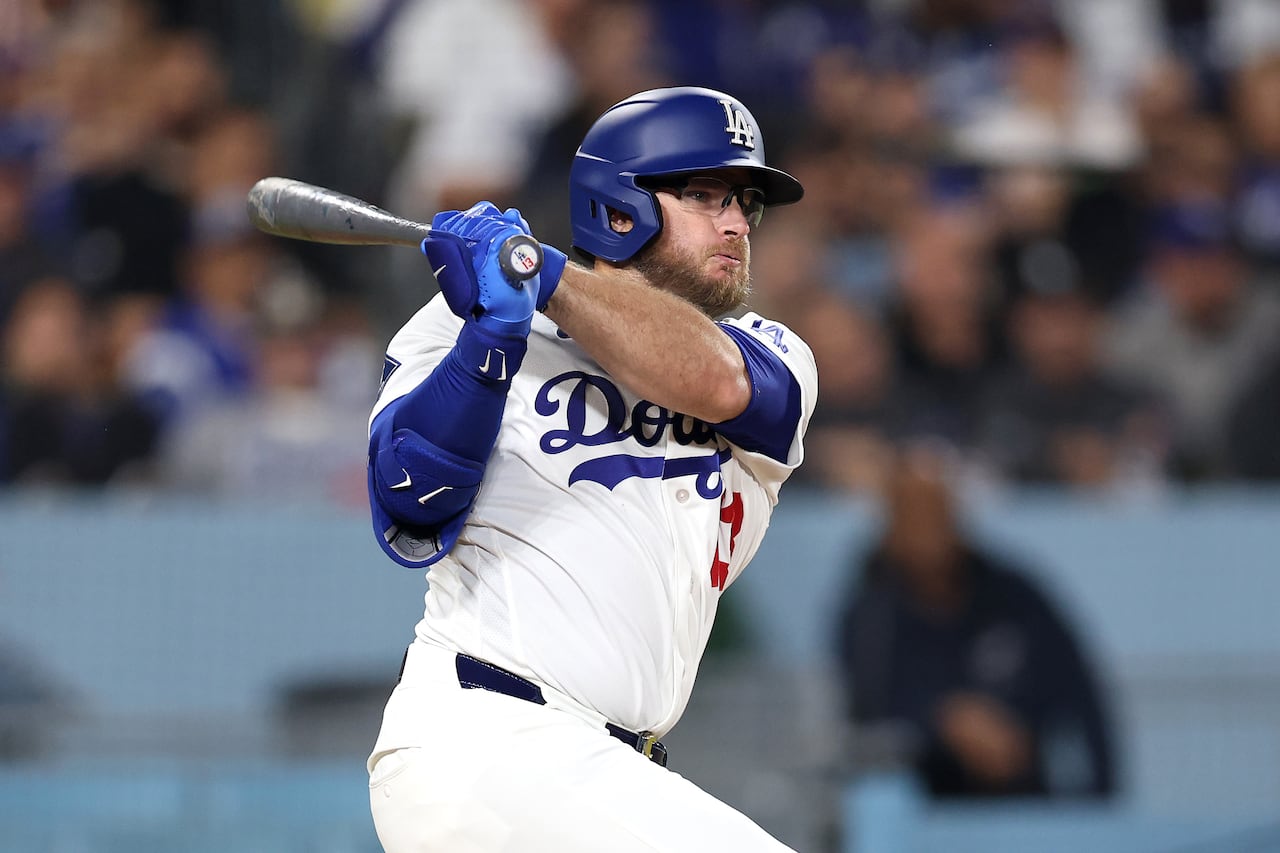 Max Muncy of the Los Angeles Dodgers is seen during an at-bat