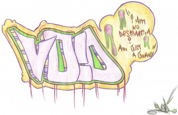 A graffiti drawing of the word VOID.