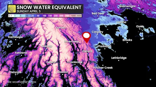 Snow-water equivalent April 5