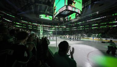 New York Islanders new head coach Peter DeBoer speaks with the media following NHL hockey practice, Monday, April 6, 2026, in East Meadow, N.Y. (Howard Schnapp/Newsday via AP)
