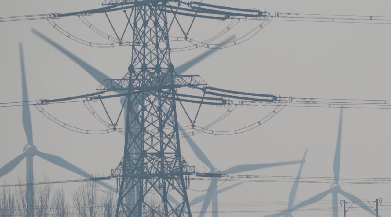 Transmissions lines in Hebei,  outside of Beijing. Although green energy installations have surged in China,  so have new coal plants which continue to make air quality poor on many days in the Beijing area.