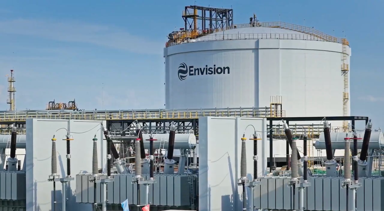 Envision Energy's green energy plant in Inner Mongolia. on the edge of the Gobi Desert.