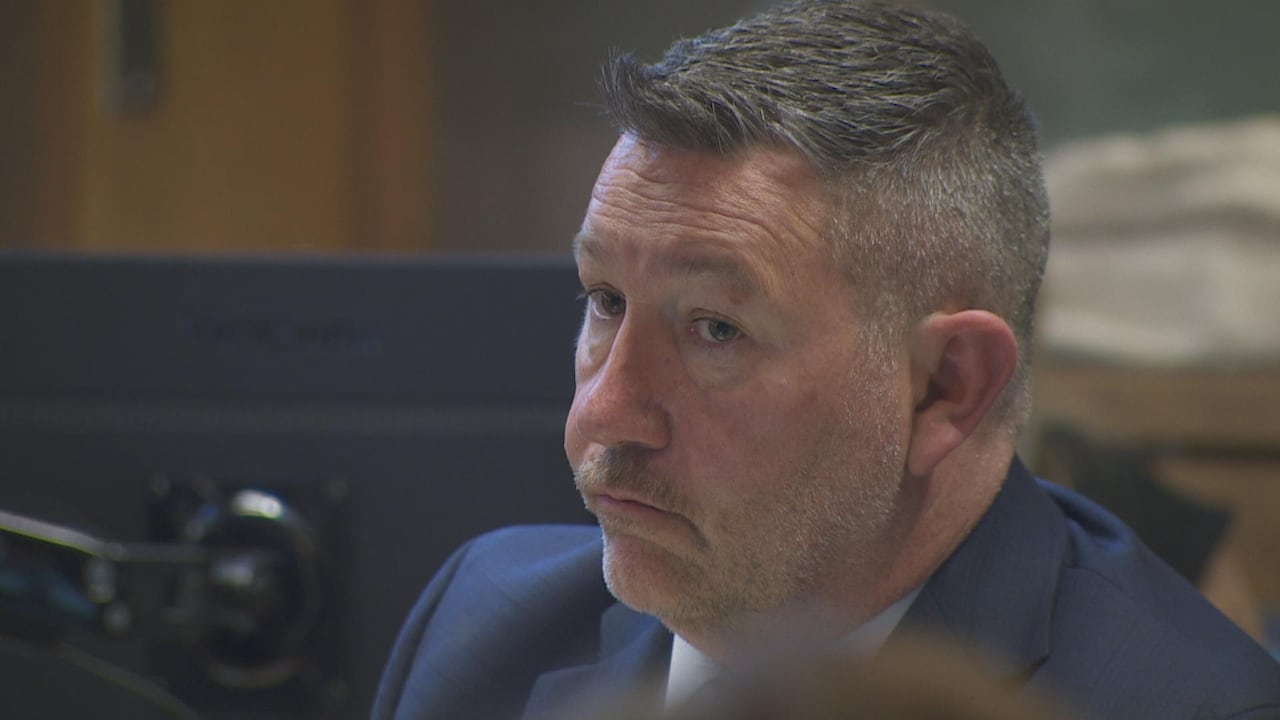A white man with a salt-and-pepper beard is seen looking on.