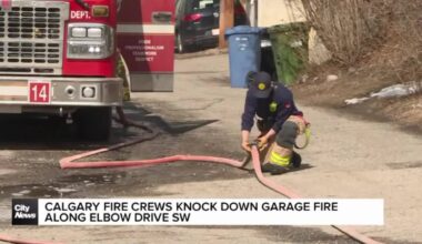 Calgary Fire crews knock down garage fire along Elbow Drive SW