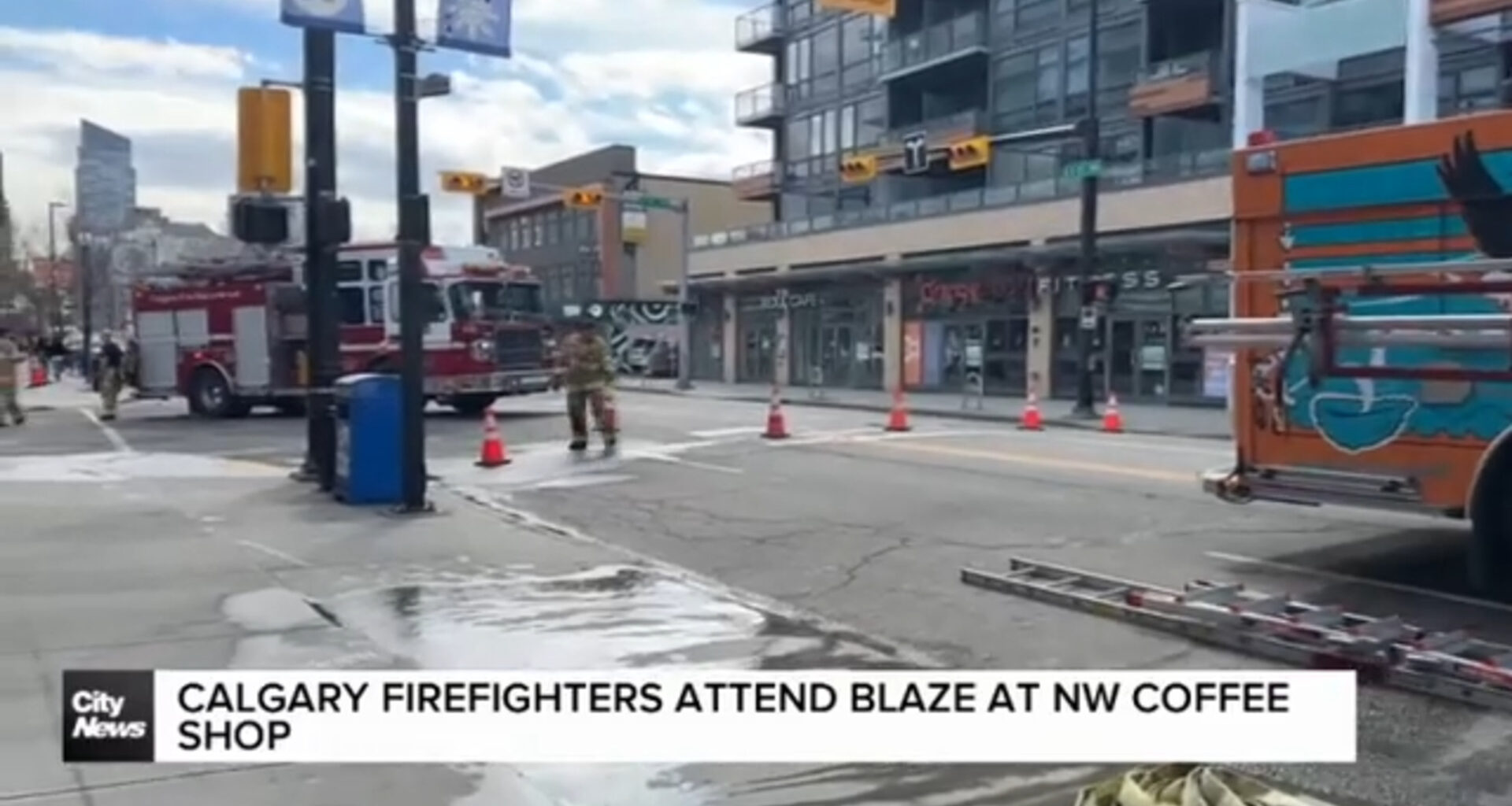 Calgary Firefighters attend blaze at NW Coffee Shop