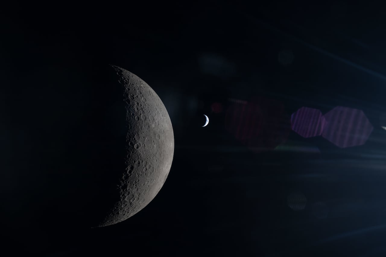 Earth seen behind the moon