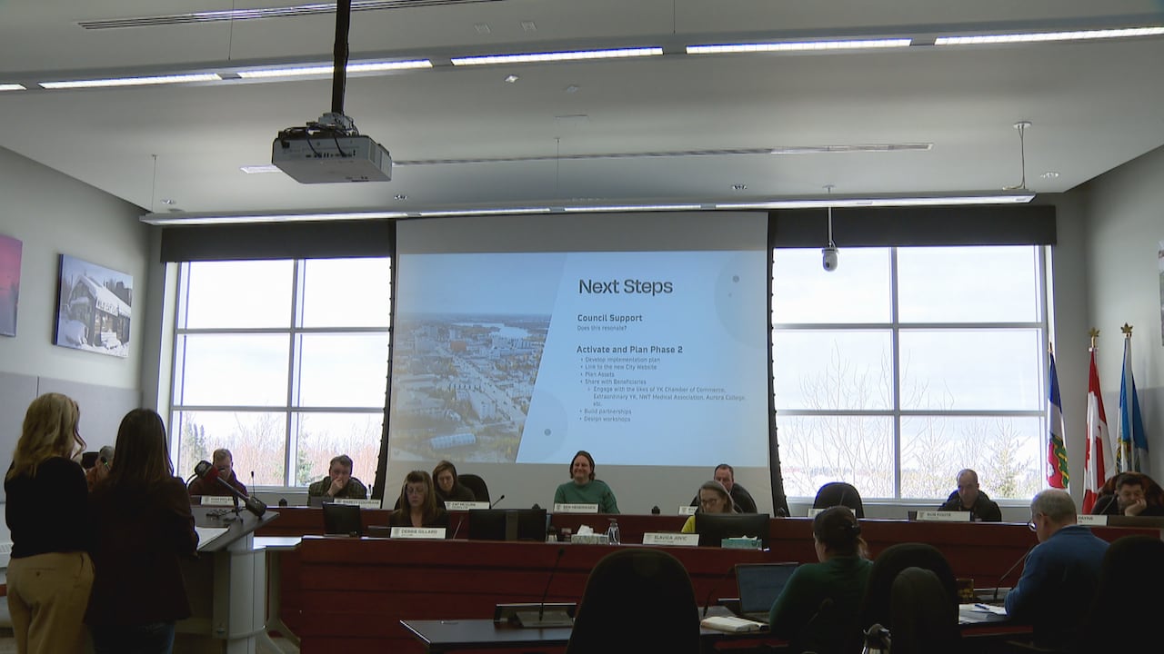 Council chambers with members sitting