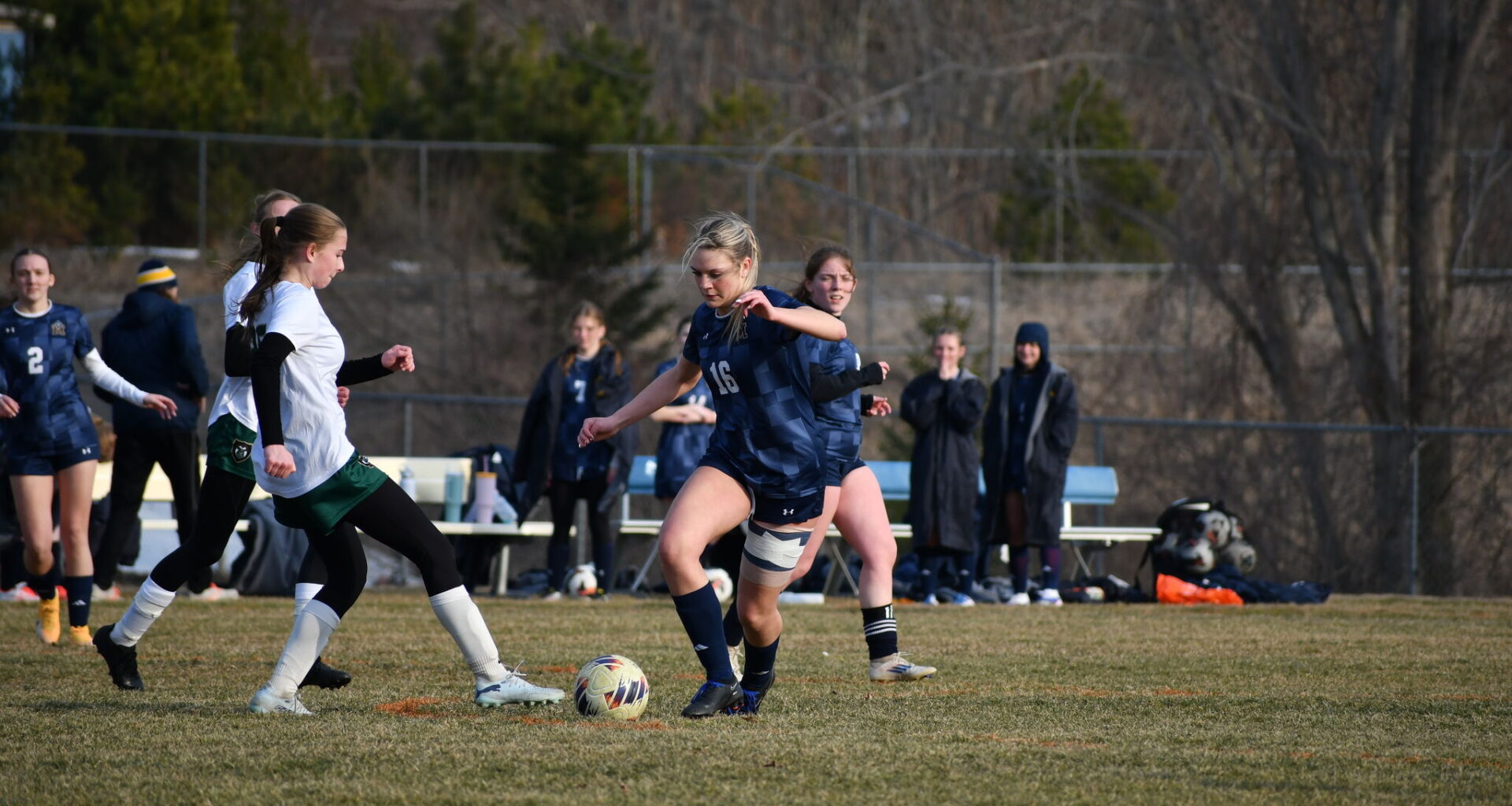 In this file photo, Lindsey Gardner makes a play for the ball against Muskegon Catholic Central on March 25, 2026.