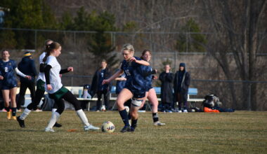 In this file photo, Lindsey Gardner makes a play for the ball against Muskegon Catholic Central on March 25, 2026.