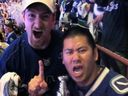 Vancouver Canucks super fans Mike McBurney (left) and Clay Imoo are set to give up their season tickets.
