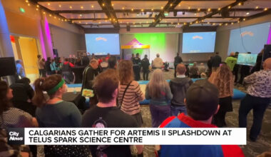 Calgarians gather for Artemis II splashdown at TELUS Spark