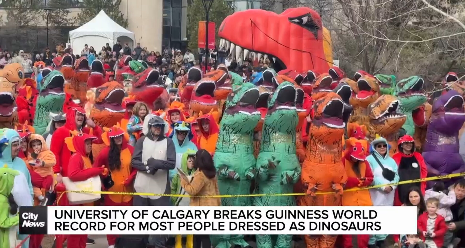 University of Calgary breaks world record for most people dressed as dinosaurs