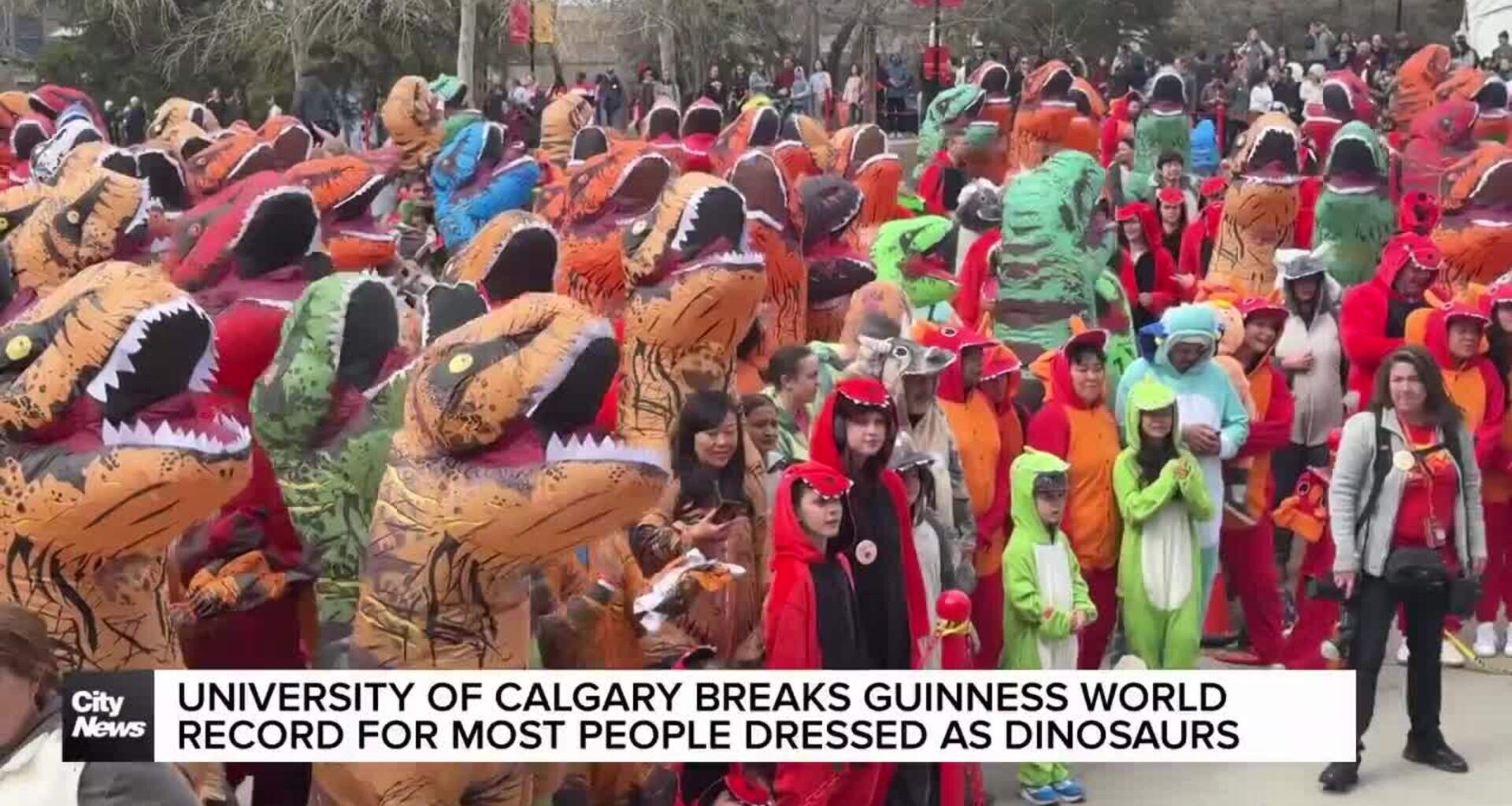 University of Calgary breaks Guinness World Record for most people dressed as dinosaurs