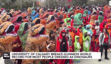 University of Calgary breaks Guinness World Record for most people dressed as dinosaurs