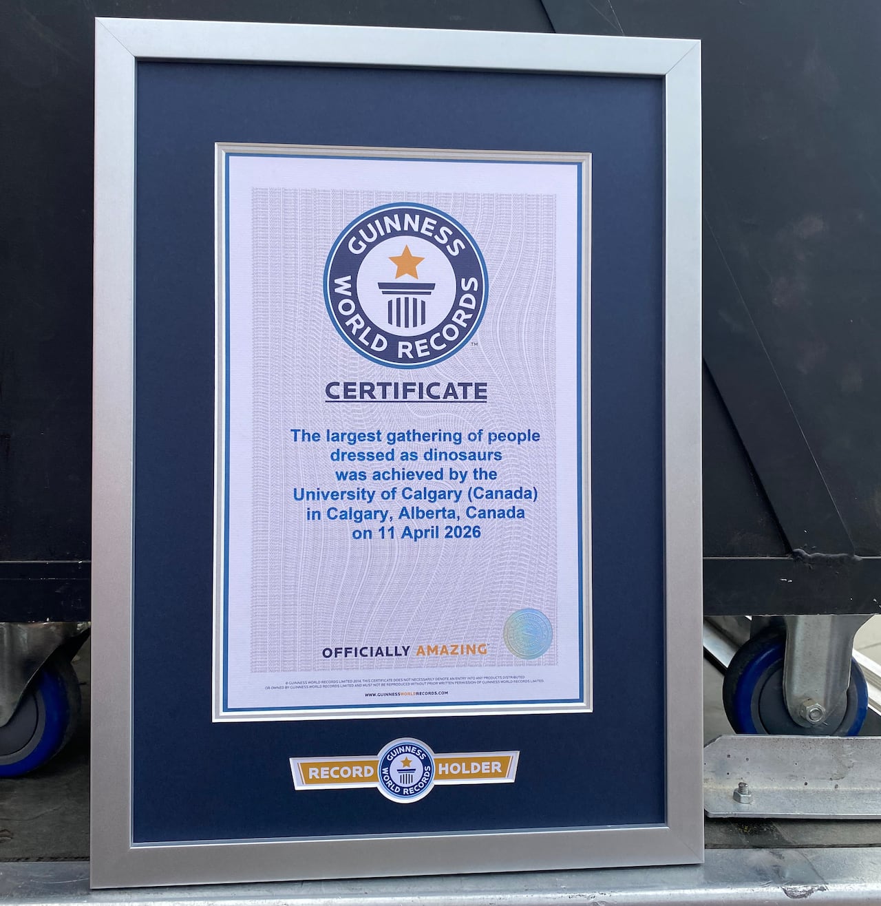 A certificate from Guinness World Records.