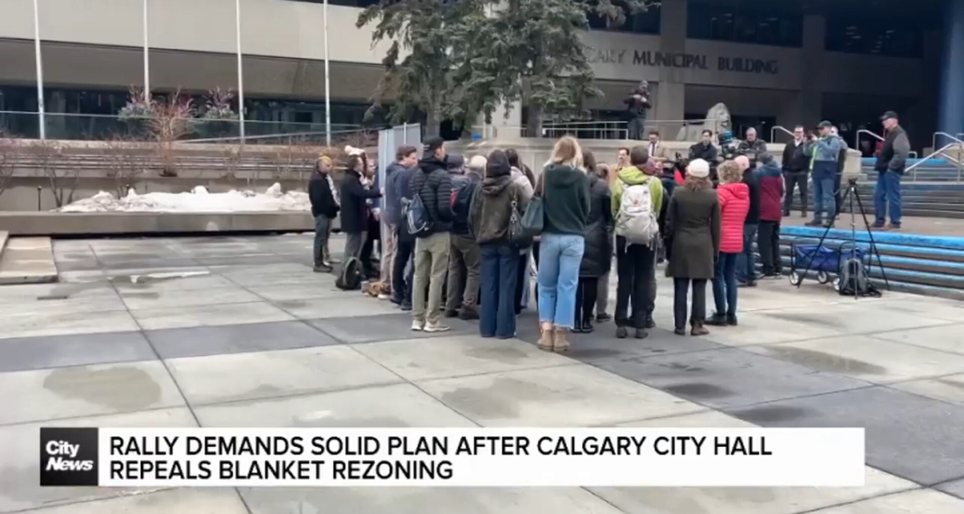 Rally demands solid plan after Calgary city hall repeals blanket rezoning