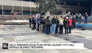 Rally demands solid plan after Calgary city hall repeals blanket rezoning