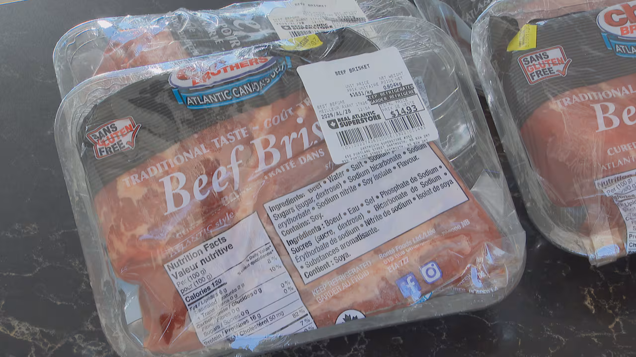 Multiple beef briskets still in their Superstore packaging. 