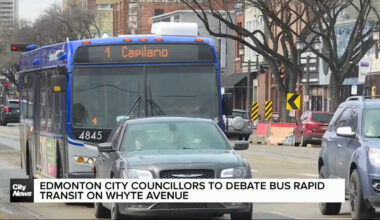 Edmonton city councillors to debate rapid transit on Whyte Avenue