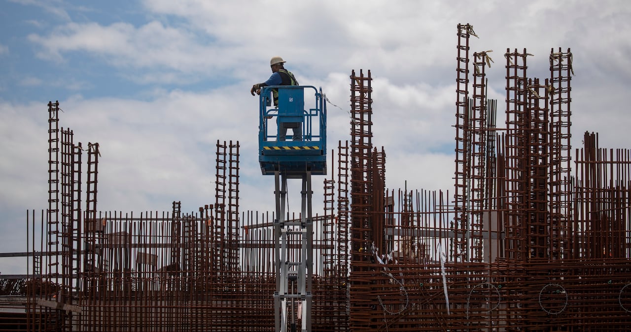 Construction workers are pictured working on the North Shore Wastewater Treatment Plant in North Vancouver Vancouver, B.C., on Friday, June 14, 2024.